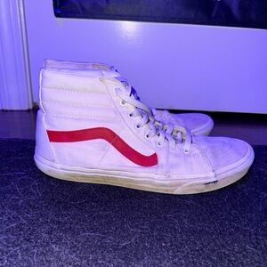 Vans White High-Top Sneakers with Red Accent